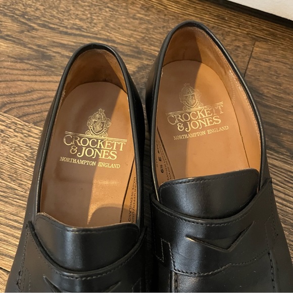 Crockett & Jones Sydney Black Leather Slip-On Penny Loafers shoes main image 6